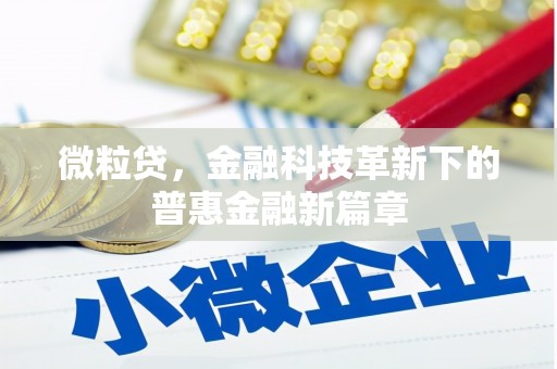汉中微粒贷，金融科技革新下的普惠金融新篇章